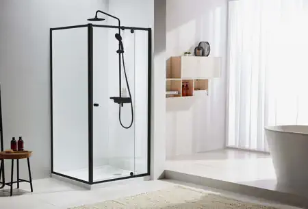 A fully framed shower screen in a modern contemporary bathroom in Bunbury